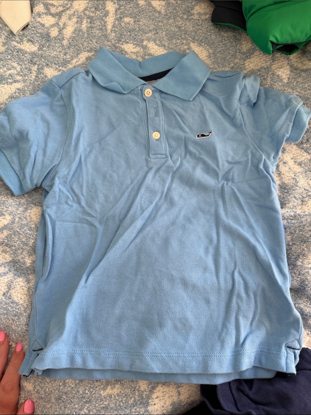 Vineyard Vines Boys Light Blue Polo with Whale Emblem
